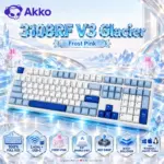AKKO 3108RF V3 Glacier Full-Size Dual-Mode Wireless (2.4GHz & USB-C) Mechanical Keyboard, Frost Pink Linear Switches, PBT Double-Shot Cherry Keycaps, For (  Windows / macOS / Linux)