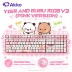 AKKO Yier & Bubu 3108 V3 Pink Wired Mechanical Keyboard, Frost Pink Linear Switches, PBT Dye-Sub MOA Keycaps, White LED Backlit & Hot-Swap Sleeve Socket  - Image 2