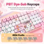 AKKO Yier & Bubu 3108 V3 Pink Wired Mechanical Keyboard, Frost Pink Linear Switches, PBT Dye-Sub MOA Keycaps, White LED Backlit & Hot-Swap Sleeve Socket  - Image 4