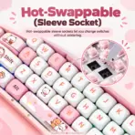 AKKO Yier & Bubu 3108 V3 Pink Wired Mechanical Keyboard, Frost Pink Linear Switches, PBT Dye-Sub MOA Keycaps, White LED Backlit & Hot-Swap Sleeve Socket  - Image 3