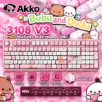 AKKO Yier & Bubu 3108 V3 Pink Wired Mechanical Keyboard, Frost Pink Linear Switches, PBT Dye-Sub MOA Keycaps, White LED Backlit & Hot-Swap Sleeve Socket  - Image 7