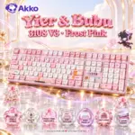 AKKO Yier & Bubu 3108 V3 Pink Wired Mechanical Keyboard, Frost Pink Linear Switches, PBT Dye-Sub MOA Keycaps, White LED Backlit & Hot-Swap Sleeve Socket 