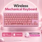 AKKO 5087 V3 Pink Transparent Wireless TKL Mechanical Keyboard, Frost Pink Linear Switches, TRI-Mode (USB-C, 2.4GHz & Bluetooth 5.0), RGB, Gasket Mount, 10000mAh Battery & Hot-Swap - Image 10