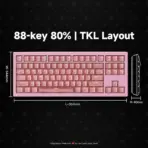 AKKO 5087 V3 Pink Transparent Wireless TKL Mechanical Keyboard, Frost Pink Linear Switches, TRI-Mode (USB-C, 2.4GHz & Bluetooth 5.0), RGB, Gasket Mount, 10000mAh Battery & Hot-Swap - Image 3