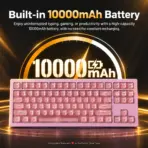 AKKO 5087 V3 Pink Transparent Wireless TKL Mechanical Keyboard, Frost Pink Linear Switches, TRI-Mode (USB-C, 2.4GHz & Bluetooth 5.0), RGB, Gasket Mount, 10000mAh Battery & Hot-Swap - Image 4