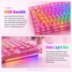 AKKO 5087 V3 Pink Transparent Wireless TKL Mechanical Keyboard, Frost Pink Linear Switches, TRI-Mode (USB-C, 2.4GHz & Bluetooth 5.0), RGB, Gasket Mount, 10000mAh Battery & Hot-Swap - Image 5