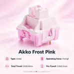 AKKO 5087 V3 Pink Transparent Wireless TKL Mechanical Keyboard, Frost Pink Linear Switches, TRI-Mode (USB-C, 2.4GHz & Bluetooth 5.0), RGB, Gasket Mount, 10000mAh Battery & Hot-Swap - Image 6