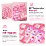 AKKO 5087 V3 Pink Transparent Wireless TKL Mechanical Keyboard, Frost Pink Linear Switches, TRI-Mode (USB-C, 2.4GHz & Bluetooth 5.0), RGB, Gasket Mount, 10000mAh Battery & Hot-Swap - Image 7