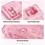 AKKO 5087 V3 Pink Transparent Wireless TKL Mechanical Keyboard, Frost Pink Linear Switches, TRI-Mode (USB-C, 2.4GHz & Bluetooth 5.0), RGB, Gasket Mount, 10000mAh Battery & Hot-Swap - Image 8