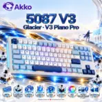 AKKO 5087 V3 Glacier 80% TKL Tri-Mode Wireless Mechanical Keyboard, V3 Piano Pro Linear Switches, (USB Type-C, USB 2.4GHz) Connectivity, 10000mAh Battery, RGB, Gasket Mount & Hot-Swap, For Mac & Windows