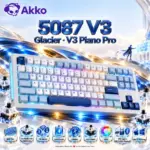 AKKO 5087 V3 Glacier 80% TKL Tri-Mode Wireless Mechanical Keyboard, V3 Piano Pro Linear Switches, (USB Type-C, USB 2.4GHz) Connectivity, 10000mAh Battery, RGB, Gasket Mount & Hot-Swap, For Mac & Windows