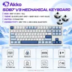 AKKO 5087 V3 Glacier 80% TKL Tri-Mode Wireless Mechanical Keyboard, V3 Piano Pro Linear Switches, (USB Type-C, USB 2.4GHz) Connectivity, 10000mAh Battery, RGB, Gasket Mount & Hot-Swap, For Mac & Windows - Image 2
