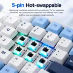 AKKO 5087 V3 Glacier 80% TKL Tri-Mode Wireless Mechanical Keyboard, V3 Piano Pro Linear Switches, (USB Type-C, USB 2.4GHz) Connectivity, 10000mAh Battery, RGB, Gasket Mount & Hot-Swap, For Mac & Windows - Image 6