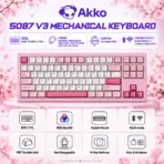AKKO 5087 V3 Prunus Lannesiana TKL Tri-Mode Wireless  Mechanical Keyboard, V3 Piano Pro Linear Switches, (Bluetooth5.1 / 2.4GHz / USB Type-C), 10000mAh Battery, RGB, Gasket Mount & Hot-Swap, For Windows / macOS / iOS / Android - Image 2