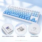 AKKO 5087 V3 Blue Gradient TKL Tri-Mode Wireless  Mechanical Keyboard “SIDE PRINT”, Frost Pink Linear Switches, 10000mAh Battery, RGB, Bluetooth5.0 / 2.4GHz / USB Type-C, Gasket Mount & Hot-Swap, For Windows / macOS / iOS / Android - Image 10