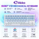 AKKO 5087 V3 Blue Gradient TKL Tri-Mode Wireless  Mechanical Keyboard “SIDE PRINT”, Frost Pink Linear Switches, 10000mAh Battery, RGB, Bluetooth5.0 / 2.4GHz / USB Type-C, Gasket Mount & Hot-Swap, For Windows / macOS / iOS / Android - Image 2