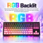 AKKO 5087 V3 Black & Pink Gradient TKL Tri-Mode Mechanical Keyboard “SIDE PRINT”, Botany Linear Switches, (Bluetooth 5.0, 2.4GHz wireless, or USB Type-C), 10000mAh Battery, RGB, Gasket Mount & Hot-Swap, Mac & Windows - Image 5