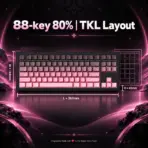 AKKO 5087 V3 Black & Pink Gradient TKL Tri-Mode Mechanical Keyboard “SIDE PRINT”, Botany Linear Switches, (Bluetooth 5.0, 2.4GHz wireless, or USB Type-C), 10000mAh Battery, RGB, Gasket Mount & Hot-Swap, Mac & Windows - Image 4