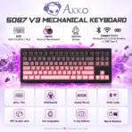AKKO 5087 V3 Black & Pink Gradient TKL Tri-Mode Mechanical Keyboard “SIDE PRINT”, Botany Linear Switches, (Bluetooth 5.0, 2.4GHz wireless, or USB Type-C), 10000mAh Battery, RGB, Gasket Mount & Hot-Swap, Mac & Windows - Image 2