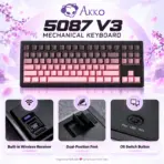 AKKO 5087 V3 Black & Pink Gradient TKL Tri-Mode Mechanical Keyboard “SIDE PRINT”, Botany Linear Switches, (Bluetooth 5.0, 2.4GHz wireless, or USB Type-C), 10000mAh Battery, RGB, Gasket Mount & Hot-Swap, Mac & Windows - Image 10
