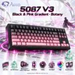 AKKO 5087 V3 Black & Pink Gradient TKL Tri-Mode Mechanical Keyboard “SIDE PRINT”, Botany Linear Switches, (Bluetooth 5.0, 2.4GHz wireless, or USB Type-C), 10000mAh Battery, RGB, Gasket Mount & Hot-Swap, Mac & Windows