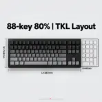 AKKO 5087 V3 Black Gradient TKL Tri-Mode Mechanical Keyboard, Bittersweet Tactile Switches, (Bluetooth 5.0, 2.4GHz wireless, or USB Type-C), 10000mAh Battery, RGB, Gasket Mount & Hot-Swap, For Windows / macOS / iOS / Android. - Image 4
