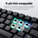 AKKO 5087 V3 Black Gradient TKL Tri-Mode Mechanical Keyboard, Bittersweet Tactile Switches, (Bluetooth 5.0, 2.4GHz wireless, or USB Type-C), 10000mAh Battery, RGB, Gasket Mount & Hot-Swap, For Windows / macOS / iOS / Android. - Image 8