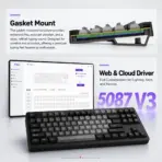 AKKO 5087 V3 Black Gradient TKL Tri-Mode Mechanical Keyboard, Bittersweet Tactile Switches, (Bluetooth 5.0, 2.4GHz wireless, or USB Type-C), 10000mAh Battery, RGB, Gasket Mount & Hot-Swap, For Windows / macOS / iOS / Android. - Image 11