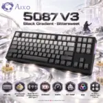 AKKO 5087 V3 Black Gradient TKL Tri-Mode Mechanical Keyboard, Bittersweet Tactile Switches, (Bluetooth 5.0, 2.4GHz wireless, or USB Type-C), 10000mAh Battery, RGB, Gasket Mount & Hot-Swap, For Windows / macOS / iOS / Android.