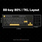 AKKO 5087 V3 Black & Gold TKL Tri-Mode Mechanical Keyboard, Bittersweet Tactile Switches, (Bluetooth 5.0, 2.4GHz wireless, or USB Type-C), 10000mAh Battery, RGB, Gasket Mount & Hot-Swap, For Windows / macOS / iOS / Android - Image 3