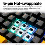 AKKO 5087 V3 Black & Gold TKL Tri-Mode Mechanical Keyboard, Bittersweet Tactile Switches, (Bluetooth 5.0, 2.4GHz wireless, or USB Type-C), 10000mAh Battery, RGB, Gasket Mount & Hot-Swap, For Windows / macOS / iOS / Android - Image 6