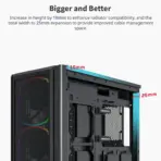 MONTECH SKY TWO GX Black E-ATX Airflow Gaming Case, 3 × 140mm ARGB PWM Built-in Fans, 360mm Top/Front Radiator Support, 400mm GPU Clearance, Tempered Glass & USB-C, Up to 11 Fans - Image 3