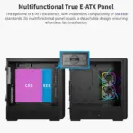 MONTECH SKY TWO GX Black E-ATX Airflow Gaming Case, 3 × 140mm ARGB PWM Built-in Fans, 360mm Top/Front Radiator Support, 400mm GPU Clearance, Tempered Glass & USB-C, Up to 11 Fans - Image 5