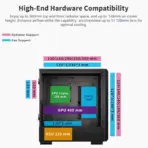 MONTECH SKY TWO GX Black E-ATX Airflow Gaming Case, 3 × 140mm ARGB PWM Built-in Fans, 360mm Top/Front Radiator Support, 400mm GPU Clearance, Tempered Glass & USB-C, Up to 11 Fans - Image 6