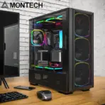 MONTECH SKY TWO GX Black E-ATX Airflow Gaming Case, 3 × 140mm ARGB PWM Built-in Fans, 360mm Top/Front Radiator Support, 400mm GPU Clearance, Tempered Glass & USB-C, Up to 11 Fans - Image 7