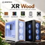 MONTECH XR Wood White ATX Gaming Case, Genuine Walnut, 4 × 120mm ARGB PWM Fans, Mesh Front, Tempered Glass, 420mm GPU, 360mm Top Radiator, USB-C & 12-Fan Support - Image 2