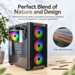 MONTECH XR Wood White ATX Gaming Case, Genuine Walnut, 4 × 120mm ARGB PWM Fans, Mesh Front, Tempered Glass, 420mm GPU, 360mm Top Radiator, USB-C & 12-Fan Support - Image 3