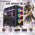 MONTECH XR Wood White ATX Gaming Case, Genuine Walnut, 4 × 120mm ARGB PWM Fans, Mesh Front, Tempered Glass, 420mm GPU, 360mm Top Radiator, USB-C & 12-Fan Support