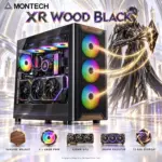 MONTECH XR Wood White ATX Gaming Case, Genuine Walnut, 4 × 120mm ARGB PWM Fans, Mesh Front, Tempered Glass, 420mm GPU, 360mm Top Radiator, USB-C & 12-Fan Support
