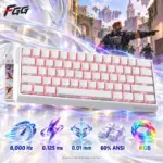 FGG MAD 60 HE RGB White 60% ANSI Gaming Keyboard with Magnetic Amber Pro Switches, 8,000 Hz Polling, 0.125 ms Latency, 0.01 mm Adjustment and RGB Backlighting