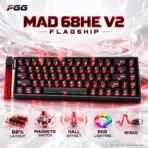 FGG MAD 68HE V2 Flagship RGB Wired Magnetic Keyboard – Compact 68% Layout, Black Design, Magneto Switches, and Hall Effect Gaming Control