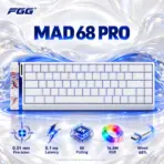 FGG MAD 68 PRO White 68% Wired Magnetic Gaming Keyboard with Gateron Jade Switches, 0.01 mm Precision, 0.1 ms Latency, 8K Polling, Aluminum Build, and RGB Lighting