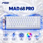 FGG MAD 68 PRO White 68% Wired Magnetic Gaming Keyboard with Gateron Jade Switches, 0.01 mm Precision, 0.1 ms Latency, 8K Polling, Aluminum Build, and RGB Lighting