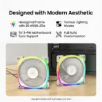 MONTECH RX120 PWM 120mm Reverse-Blade ARGB Fans, 800–1600 RPM, 59 CFM, 1.8 mmH₂O, 27 dBA Near Silent, 4-Pin PWM, 5V 3-Pin ARGB | BLACK ~ ONE SINGLE FAN - Image 3
