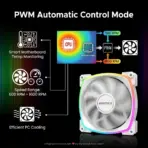 MONTECH RX120 PWM 120mm Reverse-Blade ARGB Fans, 800–1600 RPM, 59 CFM, 1.8 mmH₂O, 27 dBA Near Silent, 4-Pin PWM, 5V 3-Pin ARGB | BLACK ~ ONE SINGLE FAN - Image 8