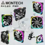 MONTECH RX120 PWM 120mm Reverse-Blade ARGB Fans, 800–1600 RPM, 59 CFM, 1.8 mmH₂O, 27 dBA Near Silent, 4-Pin PWM, 5V 3-Pin ARGB | BLACK ~ ONE SINGLE FAN - Image 11