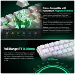 MonsGeek FUN60 Pro SP White 60% Tri-Mode Wireless HE Gaming Keyboard, Akko Glare Magnetic Switches, 8K Wired/2.4G Polling, USB-C Wired Mode, 0.01mm RT, 3000mAh & ARGB - Image 4