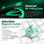 MonsGeek FUN60 Pro SP White 60% Tri-Mode Wireless HE Gaming Keyboard, Akko Glare Magnetic Switches, 8K Wired/2.4G Polling, USB-C Wired Mode, 0.01mm RT, 3000mAh & ARGB - Image 6