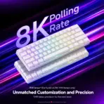 MonsGeek FUN60 Pro SP White 60% Tri-Mode Wireless HE Gaming Keyboard, Akko Glare Magnetic Switches, 8K Wired/2.4G Polling, USB-C Wired Mode, 0.01mm RT, 3000mAh & ARGB - Image 8