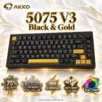 Akko 5075 V3 Black & Gold 75% Tri-Mode Mechanical Keyboard, BitterSweet Switches, RGB, Hot-Swappable, Gasket Mount, 8,000mAh